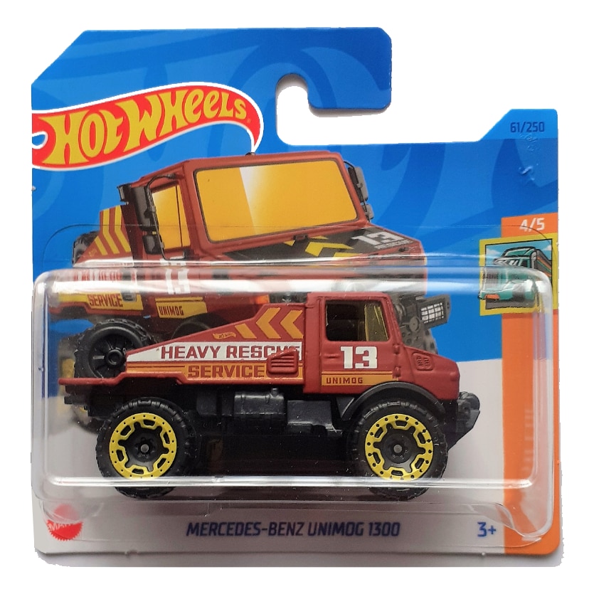 Masinuta Metalica Hot Wheels, Mercedes-Benz UNIMOG 1300, Maro, 1:64