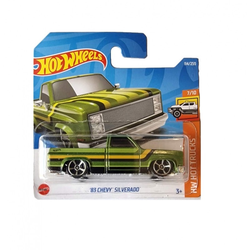 Masinuta Metalica Hot Wheels, '83 Chevy Silverado, Verde, 1:64