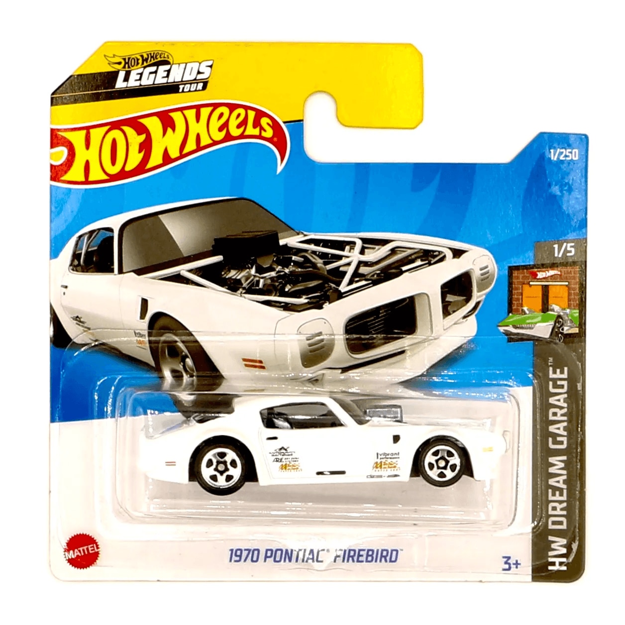 Masinuta metalica Hot Wheels, 1970 Pontiac Firebird, Alb, 1:64