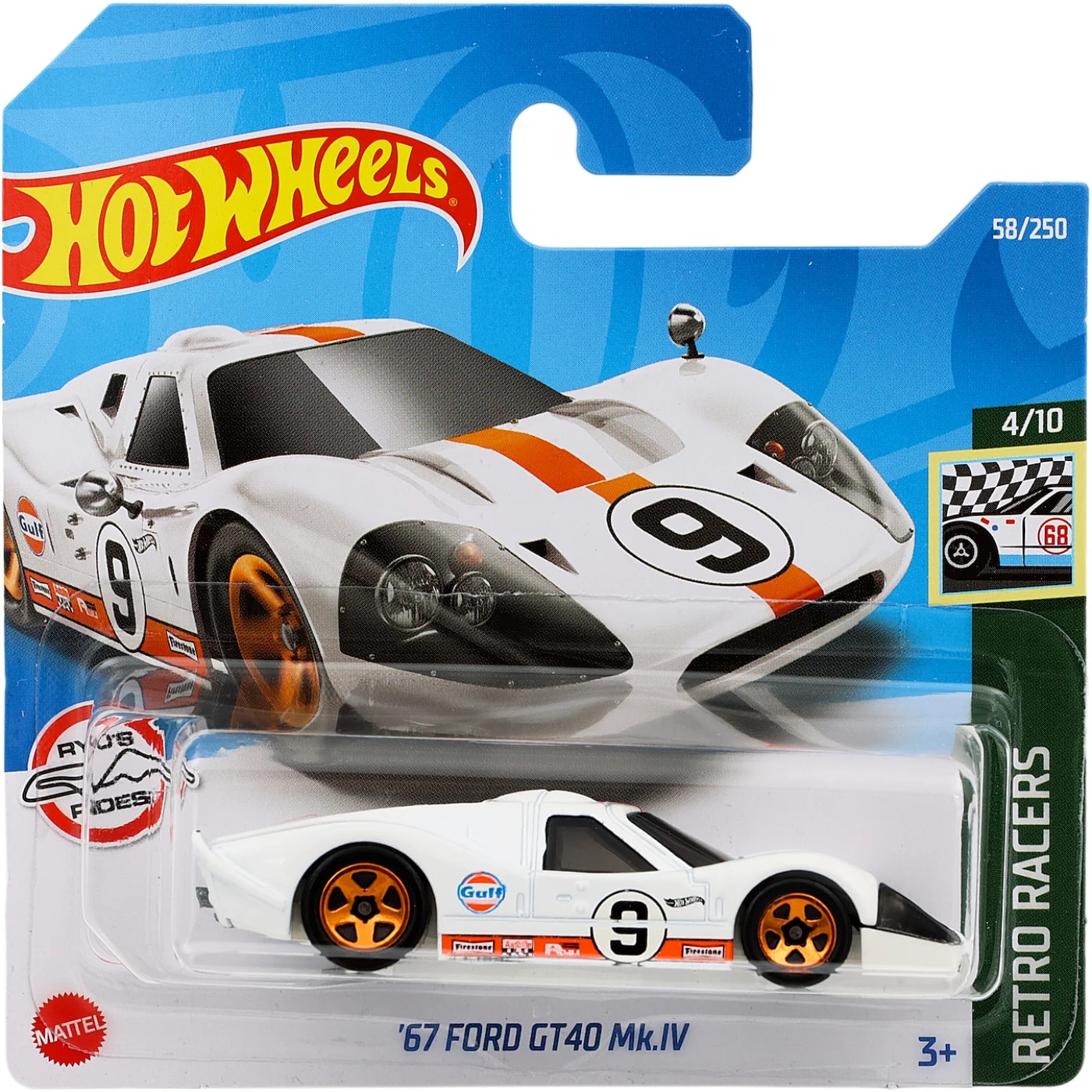 Masinuta Metalica Hot Wheels, '67 Ford GT40 Mk.IV, Alb, 1:64