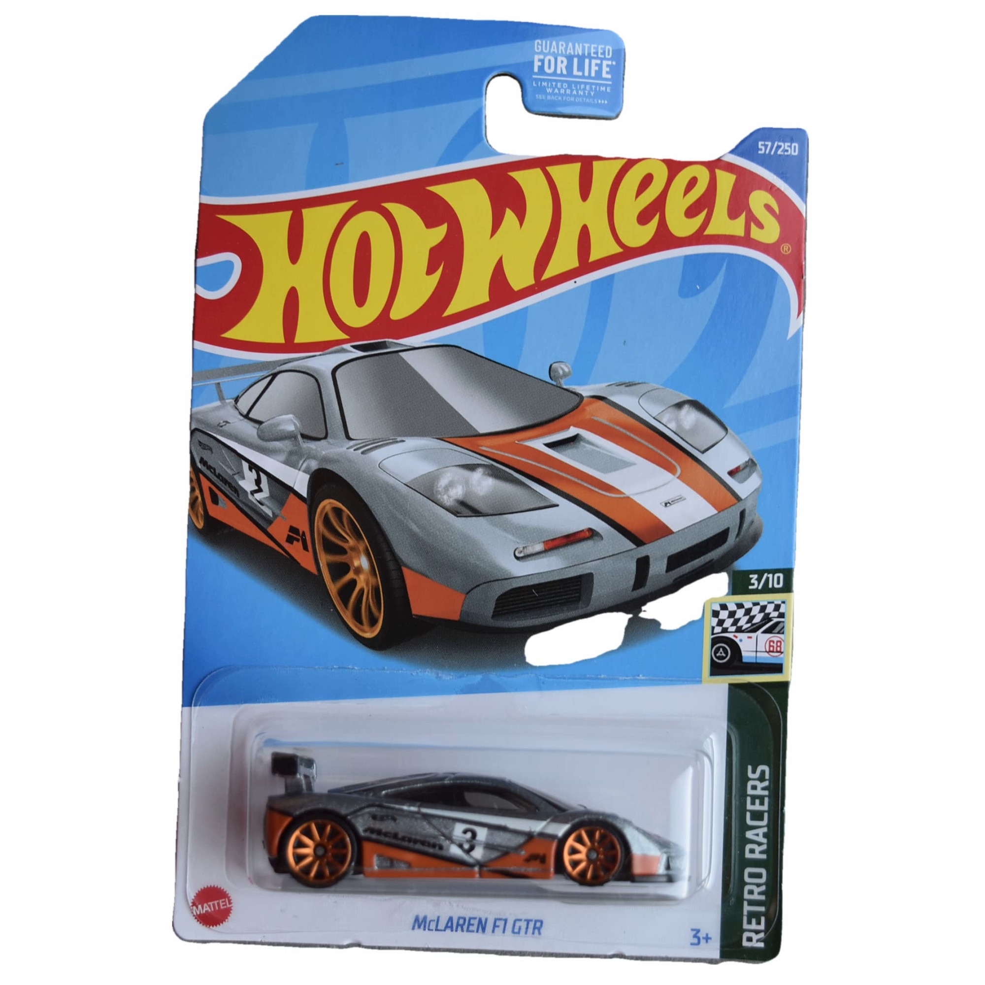 Masinuta metalica Hot Wheels, McLaren F1 GTR 1:64, Gri