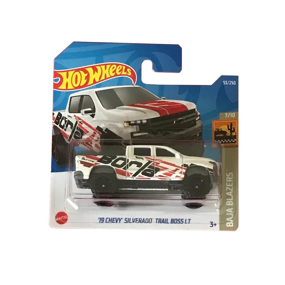 Masinuta Metalica Hot Wheels '19 Chevy Silverado Trail Boss LT, Alb, 1:64