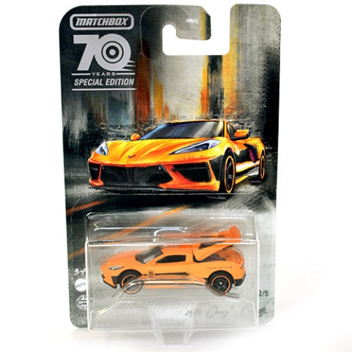 Masinuta metalica MATCHBOX 2020 Chevy Corvette -70 years Special Edition, 1:64, Portocaliu