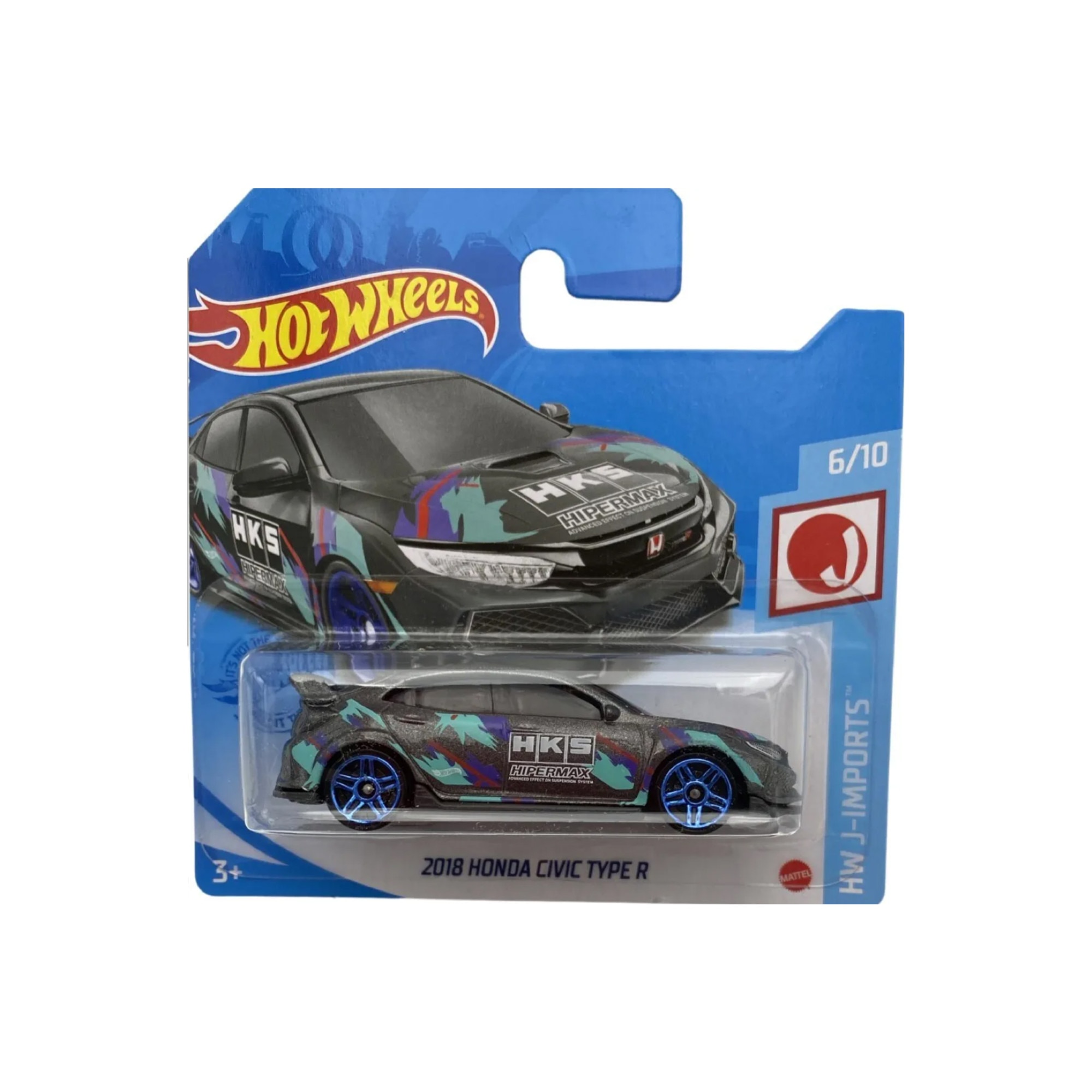 Masinuta Metalica Hot Wheels 2018 Honda Civic Type R - HKS, Colectia 2021, Gri, 1:64