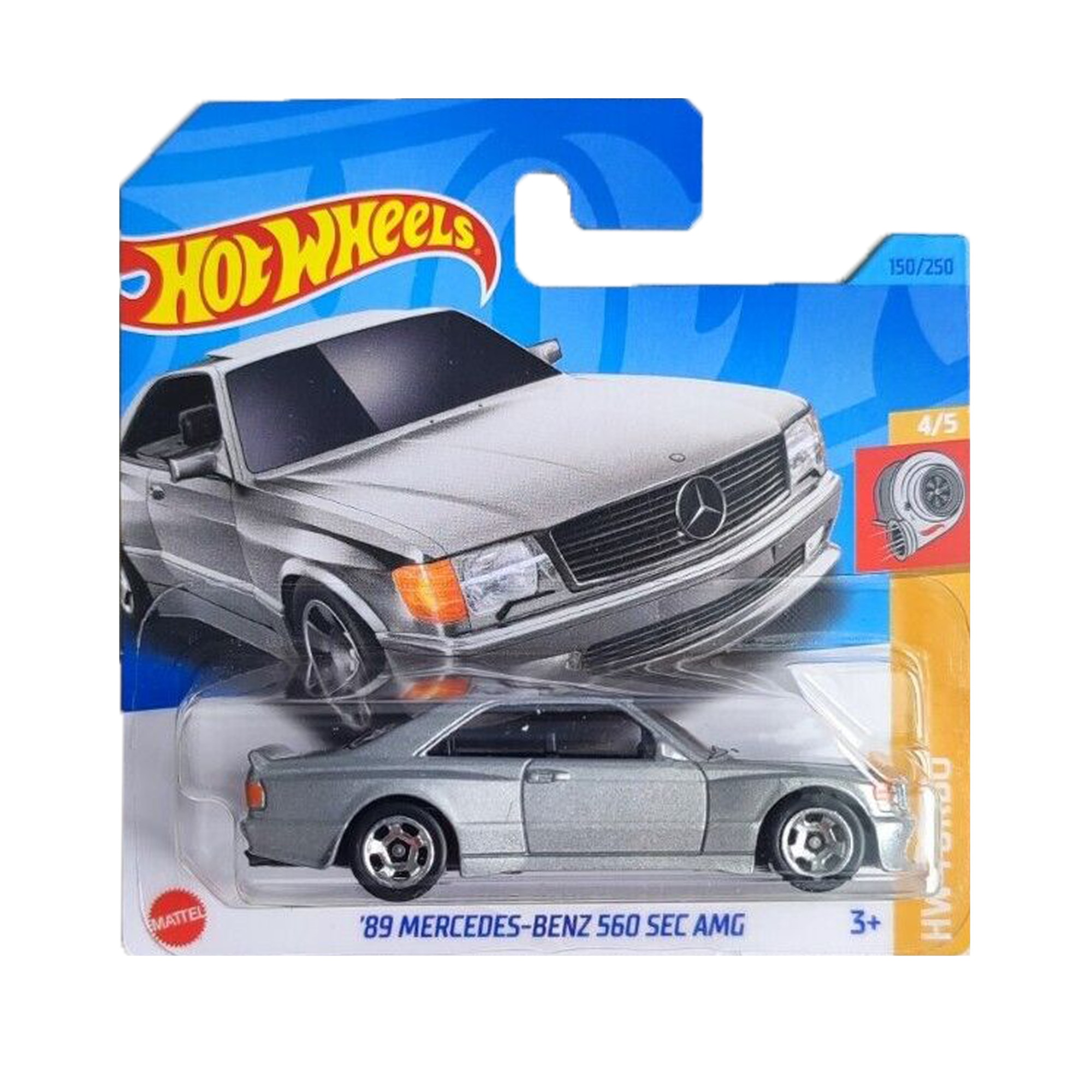 Masinuta metalica Hot Wheels, '89 Mercedes-Benz 560 SEC AMG 1:64, Argintiu