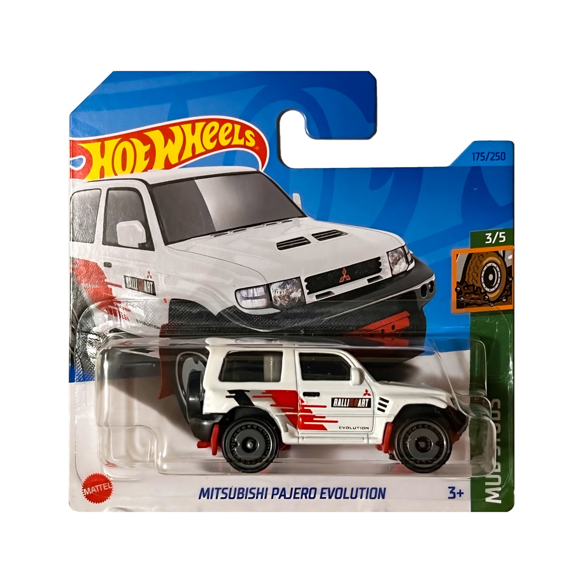 Masinuta metalica Hot Wheels, Mitsubishi Pajero Evolution, 1:64, Alb