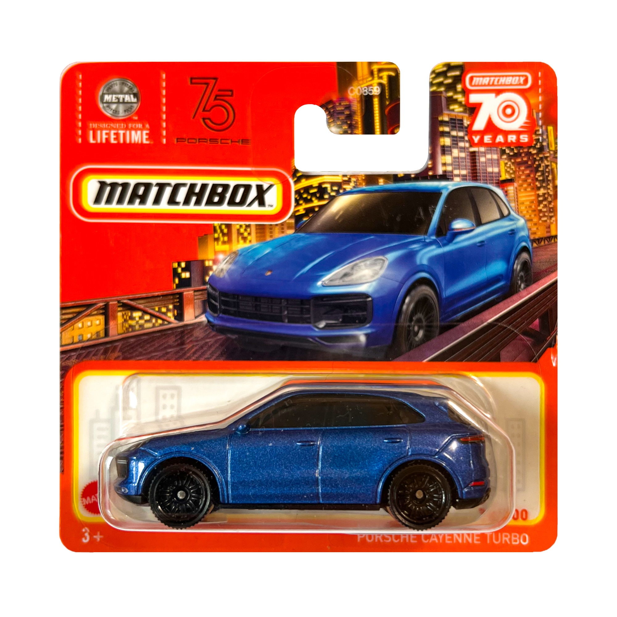 Masinuta metalica Matchbox, Porsche Cayenne Turbo 70th Anniversary Power Grabs, 1:64, Albastru