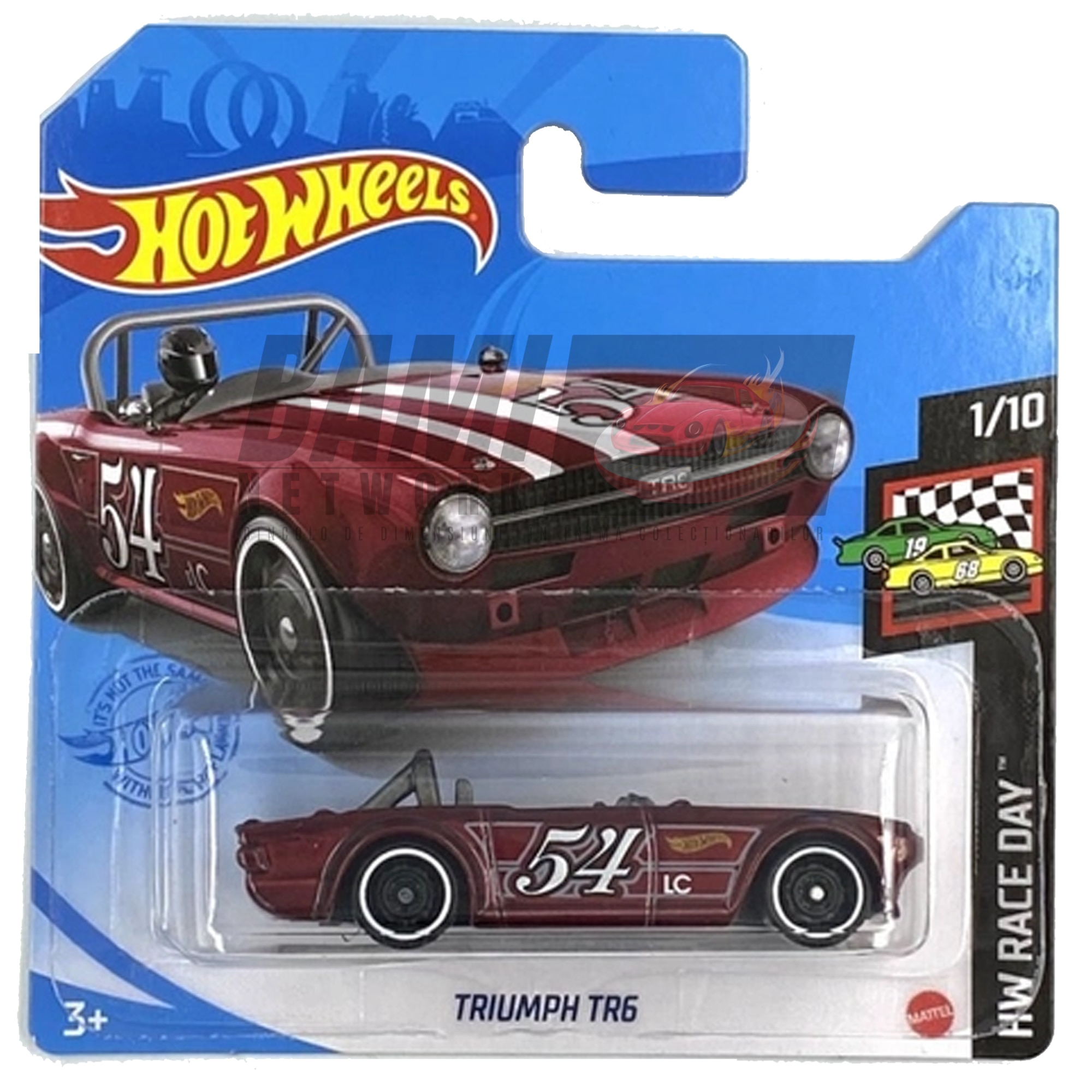 Masinuta Metalica Hot Wheels Triumph TR6, Colectia 2021, Visiniu, 1:64