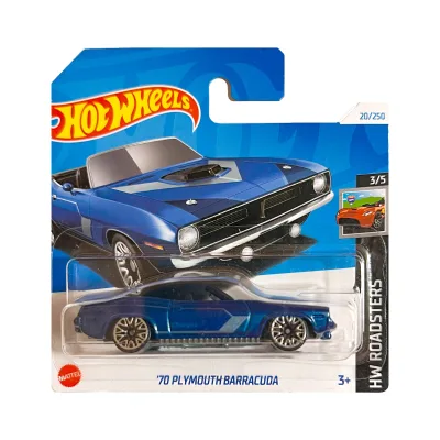 Masinuta metalica Hot Wheels, '70 Plymouth Barracuda, 1:64, Albastru